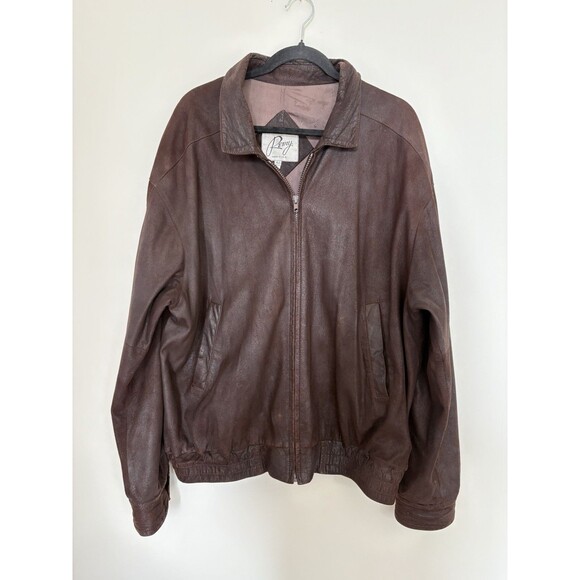 Vintage Remy Jacket Mens 42 Large Brown Leather Full Zip Up Coat USA Made - Picture 1 of 8
